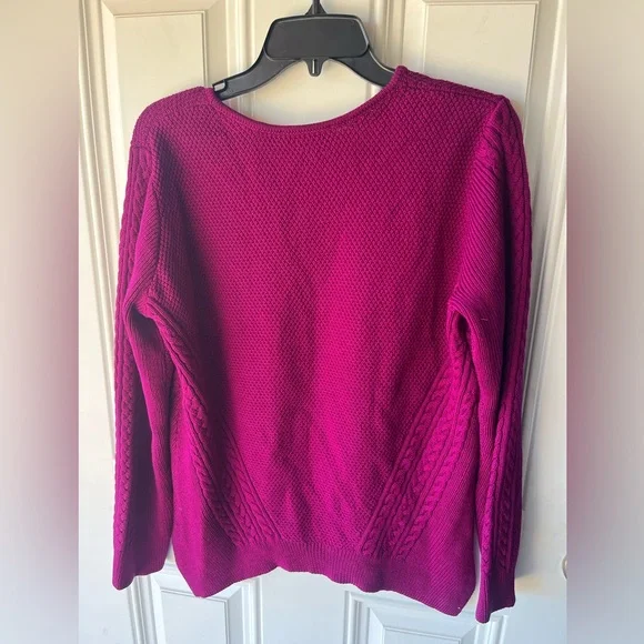 ST. JOHN vneck 100% wool sweater pink magenta size medium womens designer - Picture 2 of 6